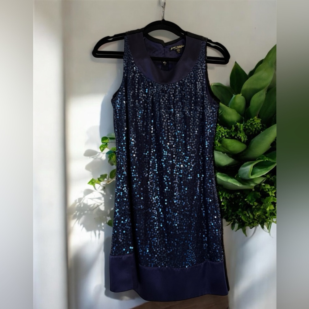 Vintage Betsey Johnson Evening Mini Dress Blue Sequins Silk Y2K size 8